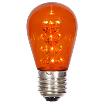 S14 Amber LED Transparent 1.3 Watts, 130V, 5 per pack, 3.4" x 1.7"