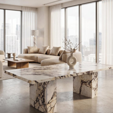 Natural Marble Calacatta Viola Rectangle Dining Table