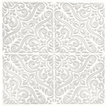 Dawson Grey Embossed Peel & Stick Backsplash Tiles, Panel