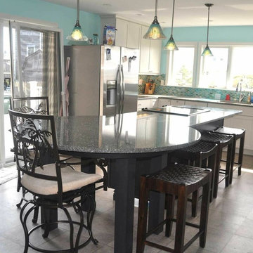 Kitchen Remodel in the Waves.  Spacious kitchen island with seating.