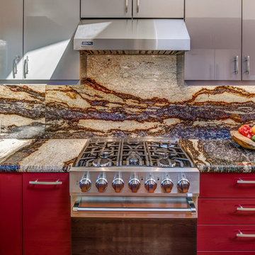Ultra Contemporary, Red, High Gloss Kitchen, Designed By: Cynthia Collins