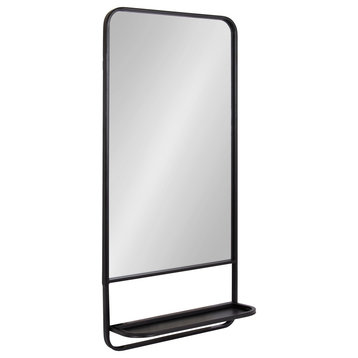 Vivek Wall Mirror With Shelf, Black, 19x40