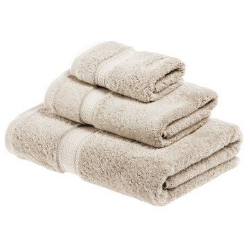 3 Piece Solid Quick Drying Face Hand Towel Set, Stone