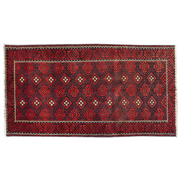 Handmade Antique Turkish Red Rug 5x10 Kitchen rugs
