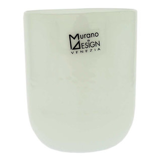 Murano Glass Tall Drinking Glass - Silver Lava Aqua