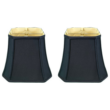 Royal Designs Square Cut Corner Bell Lamp Shade, Black With Gold Lining, 5"x10"x