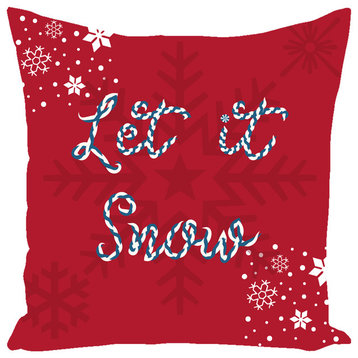 Let it Snow Christmas Throw Pillow, Red, 14x14, Cover Only