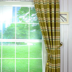 Paroo Cotton Blend Large Plaid Double Pinch Pleat Curtains & Drapes - Curtains