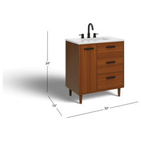 The Bailey Bathroom Vanity, Teak, 30", Single Sink, Freestanding