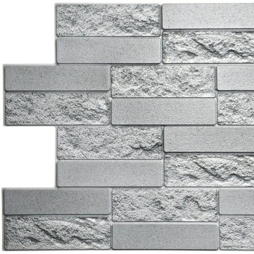Grey Cement Brick 3D Wall Panels, Set of 5, Covers 26.4 Sq Ft