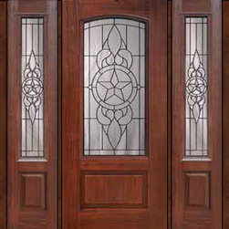 Prehung Sidelights Door 80 Fiberglass Brazos 1 Panel Arch Lite Glass - Front Doors