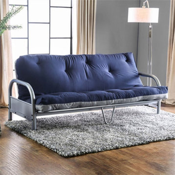 Furniture of America Vargas Fabric 6-inch Futon Mattress in Navy and Gray