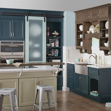 Homecrest Cabinetry: Neutral Kitchen with Blue Cabinets