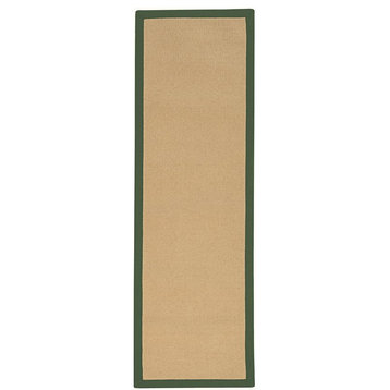 Linon Athena Machine Tufted Wool 2'6"x12' Rug in Sisal and Green