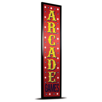 American Art Decor Arcade Games Framed LED Wall Sign - 40" x 10"