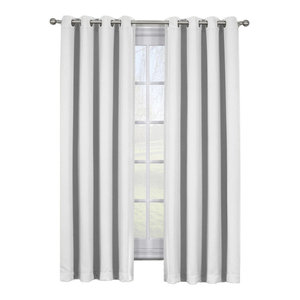 Panza Grommet Top Curtains Silver Winter White 54 X108 Set Of