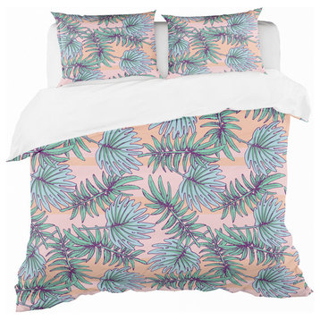 Hawaiian Pattern With Tropical Plants Tropical Duvet Cover, Twin