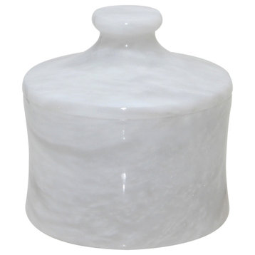 Vinca Collection Pearl White Marble 4" x 4" Cannister
