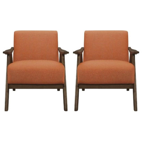 Home Square Upholstered Accent Chair in Orange Finish - Set of 2