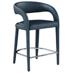 Meridian Furniture - Sylvester Faux Leather Stool, Navy - Modernize your home with this Sylvester navy vegan leather stool. Featuring soft and durable navy vegan leather upholstery, this stool offers you a comfortable and long-lasting place to sit while you dine. It's fully upholstered, giving it a solid look that is ideal for any contemporary home. Its rounded back provides upper back support, while its semi-open design makes a fashionable decorative statement that is sure to catch the eyes of anyone who joins you for dinner.