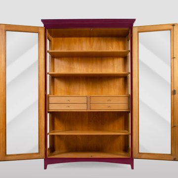 Handcrafted Dual Color Two-Doors Display Cabinet with Dresser