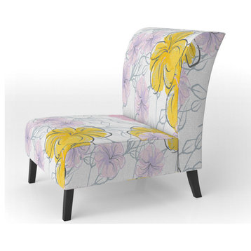 Pink and Yellow Flowers Chair, Slipper Chair