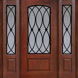 Prehung Sidelites Door 80 Fiberglass La Salle Arch Lite Wrought Iron - Front Doors