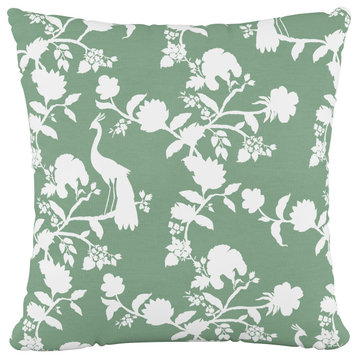 18" Decorative Pillow, Peacock Silhouette Green