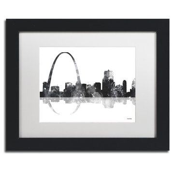 Watson 'Gateway Arch St Louis Skyline' Art, Black Frame, 11"x14", White Matte
