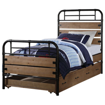 Adams Bed, Antique Oak, Twin, Trundle Not Included