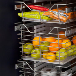 Pantry Sliding Chrome Baskets - Kitchen Drawer Organizers