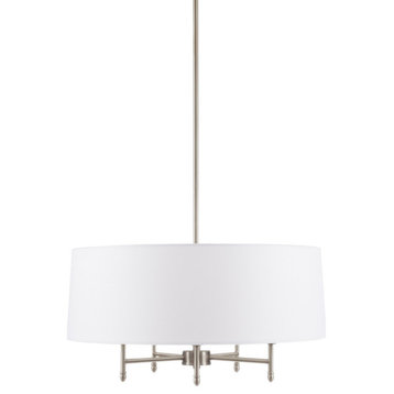 Hampton Hill Presidio 5-Light White Drum Shade Chandelier White/Gold, Silver