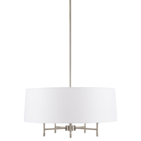 Hampton Hill Presidio 5-Light White Drum Shade Chandelier White/Gold, Silver