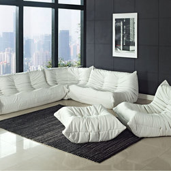 Waverunner White Vinyl Modular Sofa Set - $2105.15 - Living Room Furniture Sets
