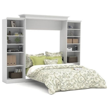 Catania Wood Queen Murphy Bed with 2 Closet Organizers in White
