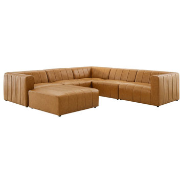Sectional Sofa Set, Faux Vegan Leather, Tan, Modern, Living Lounge Hospitality