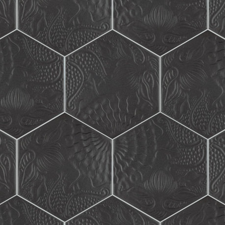 Gaudi Hex Black Porcelain Floor and Wall Tile
