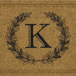 Mohawk Home - Mohawk Home Laurel Monogram K Natural 2' X 3' Door Mat - Fashion and function meet in this stunning monogram doormat - ideal for porches, patios, mud rooms, garages, and more. Built tough with the dependable durability that you have come to trust from Mohawk, this mat is up for the challenge! Crafted in the U.S.A., these doormats feature an all-weather thick, coarse synthetic face, like natural coir, that is specially designed to trap dirt and absorb water. Finished with a sturdy, recycled rubber backing, this sustainable style is also ecofriendly and a perfect choice for the conscious consumer.