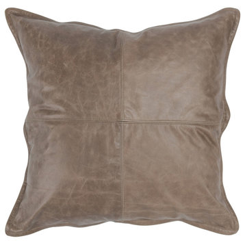Kosas Home Cheyenne 100% Leather 22" Throw Pillow, Taupe