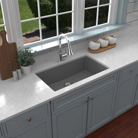 Karran QU-812 Undermount 32.5" Large Single Bowl Quartz Sink Kit, Grey