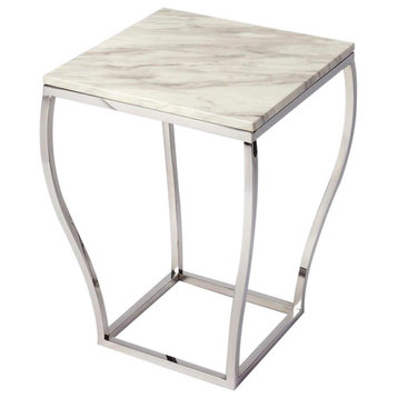 Side Table Modern Contemporary Square Top Natural Glossy Distressed