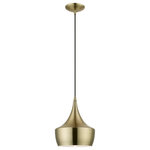 Livex Lighting - Livex Lighting 1 Light Antique Brass Pendant - The distinctive shape of the Waldorf 1-light teardrop pendant in an antique brass finish makes it a wonderful accent for any setting. A gleaming shiny white finish on the interior of the metal shade brings a refined touch of style.