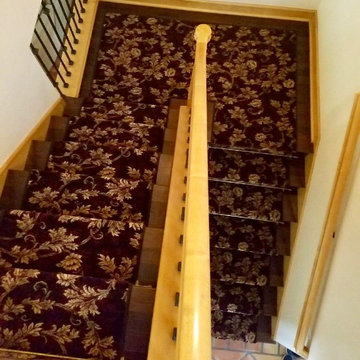 Floral Stairway Carpet Installation