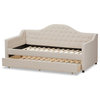 Perry Modern Fabric Daybed With Trundle, Light Beige