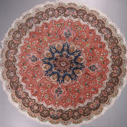Round Persian Tabriz rug 9'10 diameter - Area Rugs