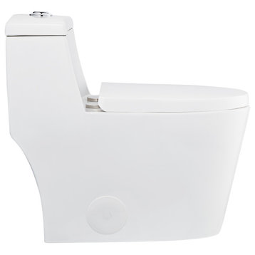 Dual Flush Elongated One Piece Toilet With Glazed Surface, Seat Included