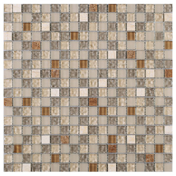 11.75"x11.75" Sadie Mosaic Tile Sheet, Beige and Brown