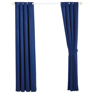 Serenta Black Out Curtains 4 Piece Sets, Dark Blue, 54" X 63"