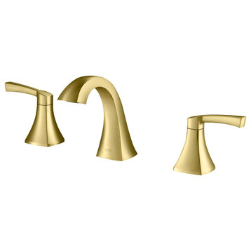 Pyramid II Bathroom Sink 8" Widespread Faucet with Drain Assembly, Brushed Gold