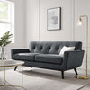 Loveseat Sofa, Charcoal Gray, Fabric, Modern, Mid Century Hotel Lounge